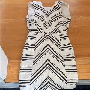 Fitted black and white work dress